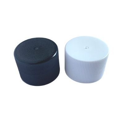 White and Black Ribbed Top Lids, Size 24/410